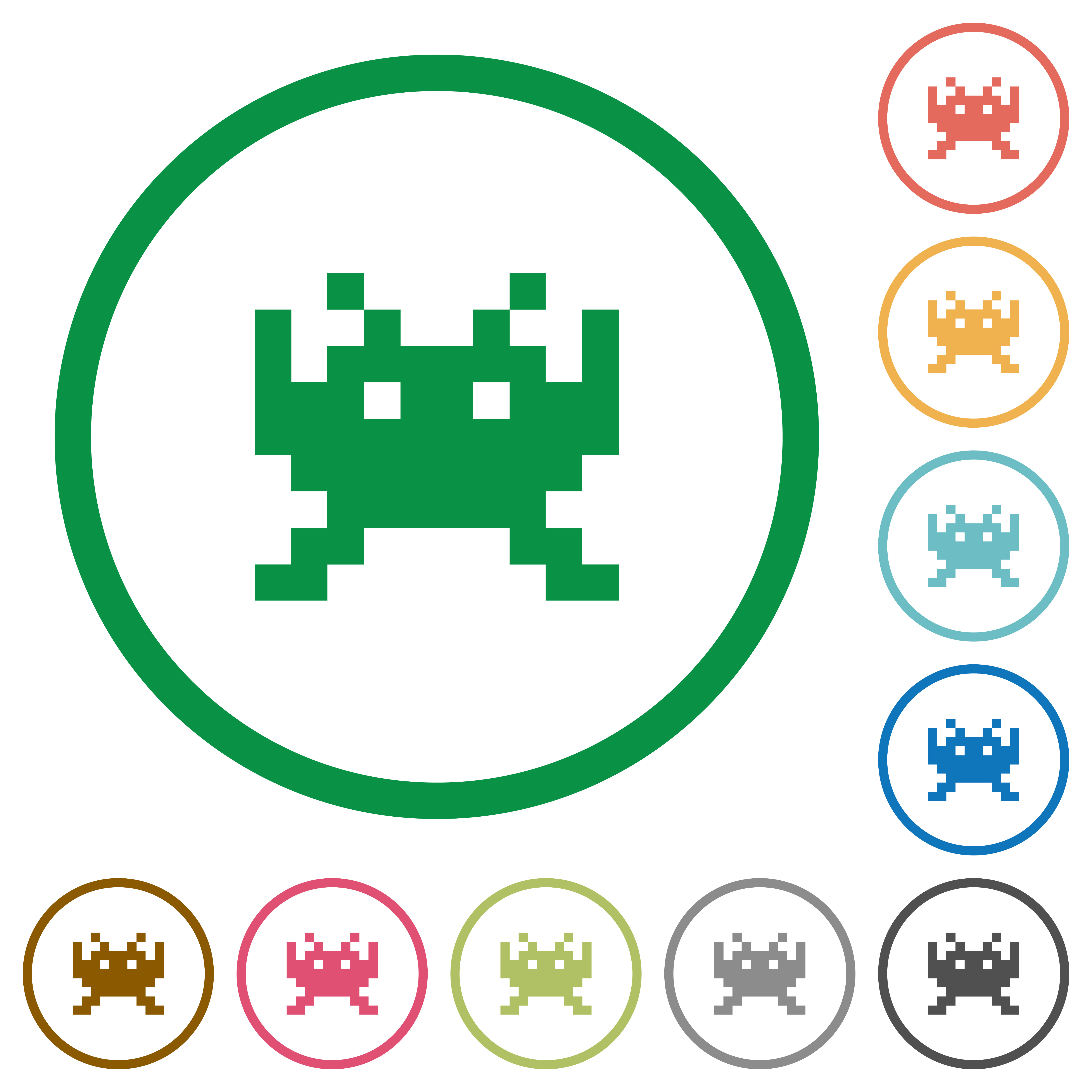 Video game flat icons with outlines