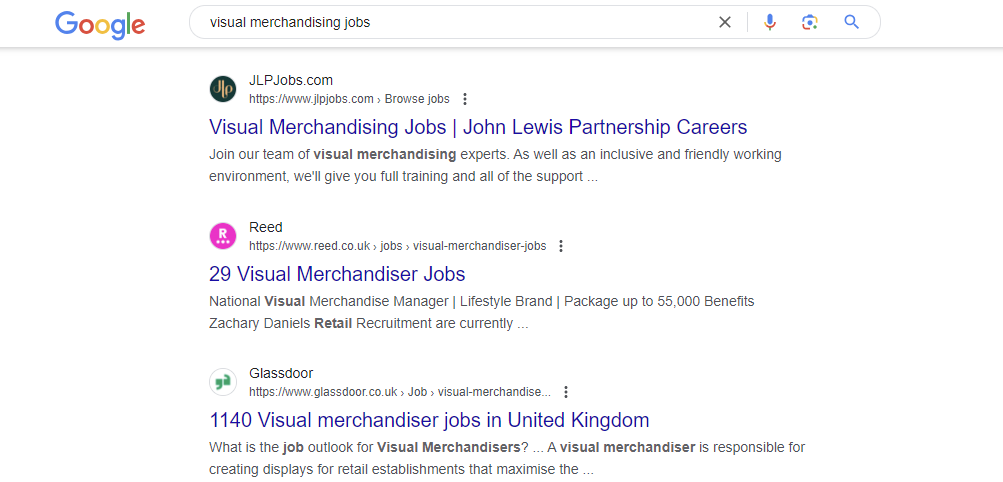 Visual merchandising jobs search In Google
